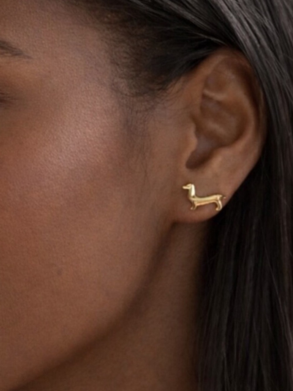 New! Gold Dachshund Dog Post Earrings NWOT (3041) - Picture 2 of 3